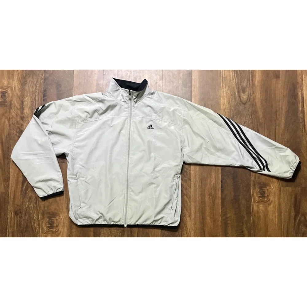Adidas Originals Track Jacket Mesh Lined Mens L Gray 3 Stripe AGC002 Y2K Vintage
